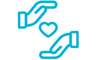 Icon of two hands encircling a heart