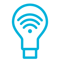 Icon of a lightbulb with wifi icon inside 