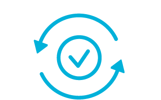 Icon of  two arrows circling a check mark