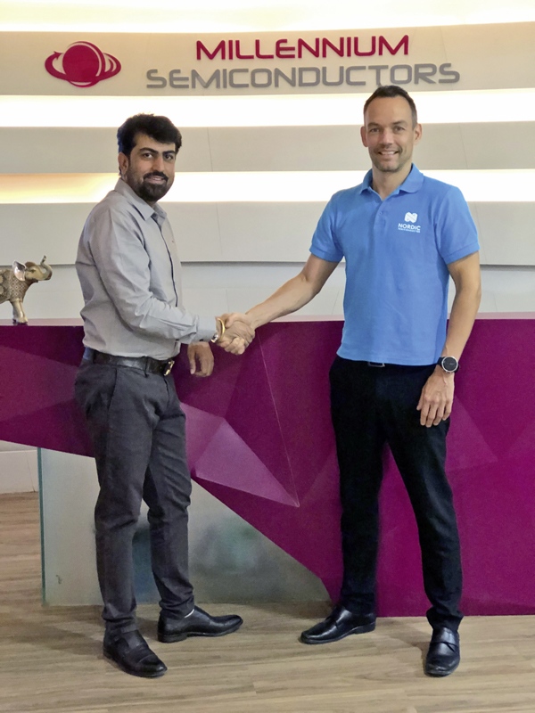 Millennium Semiconductors' Haresh Abichandani (left) and Nordic's Bjørn Åge “Bob” Brandal 