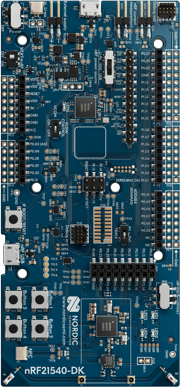 nRF21540 DK Top View Vertical Orientation
