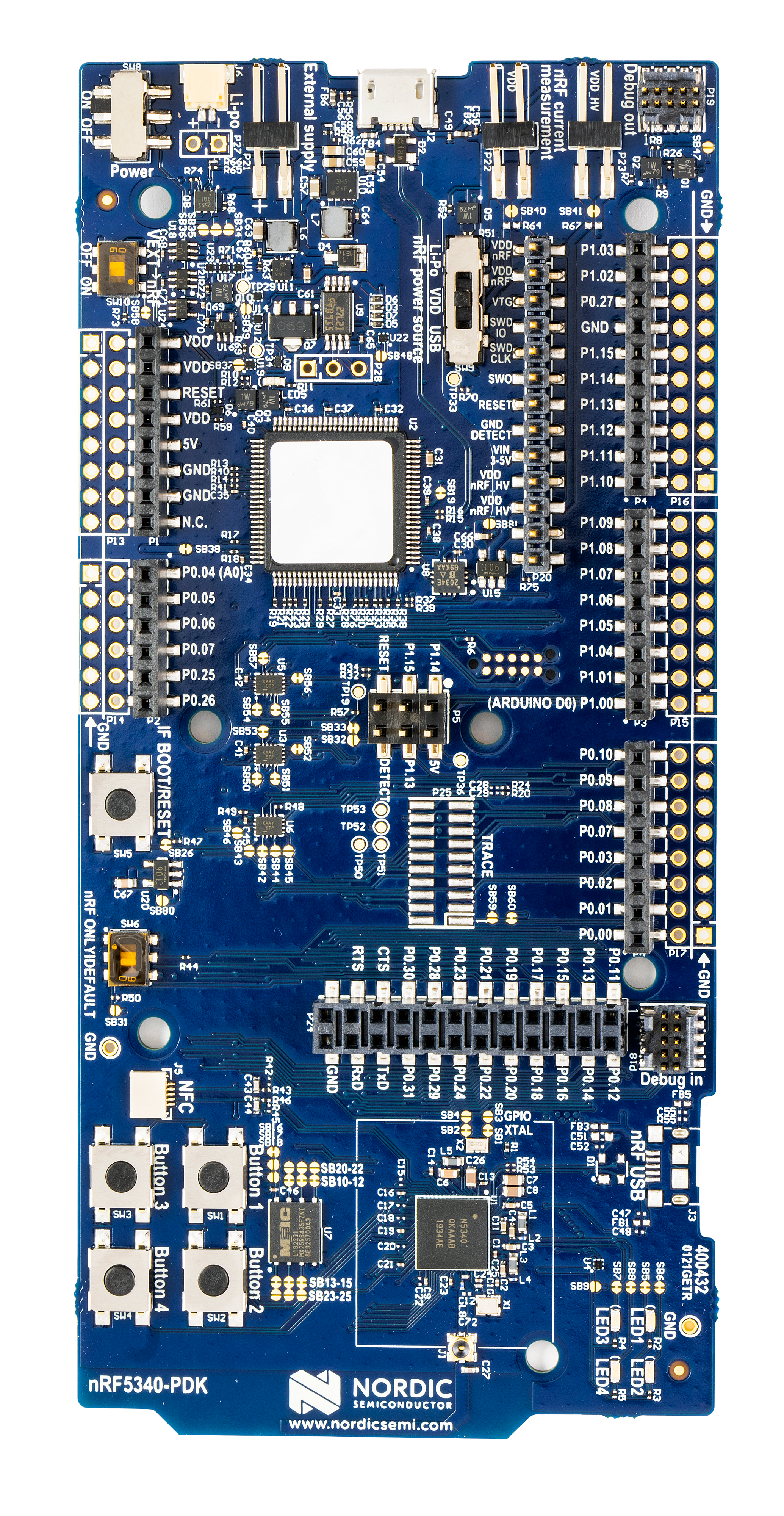 nRF5340 Preview Development Kit - top view